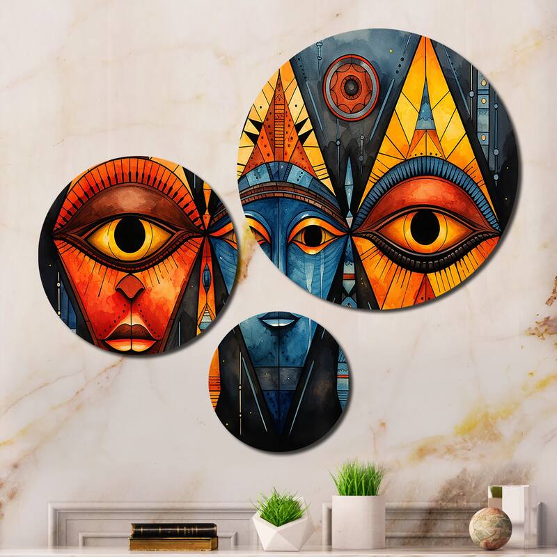 Designart "African Tribal Patterns II" African Metal Art Print Set